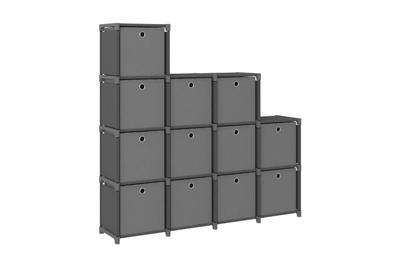 Hylla med 12 kuber med lådor grå 103x30x141 cm tyg - Grå - Förvaring - Hylla - Hyllsystem