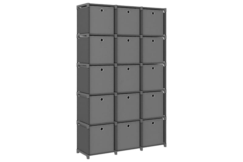 Hylla med 15 kuber med lådor grå 103x30x175,5 cm tyg - Grå - Förvaring - Hylla - Hyllsystem