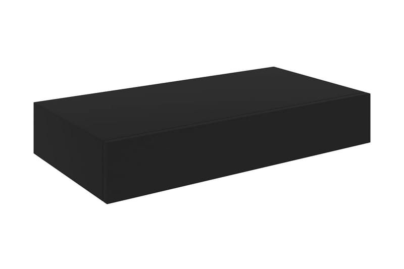 Svävande vägghylla med låda svart 48x25x8 cm - Svart - Förvaring - Hylla - Vägghylla
