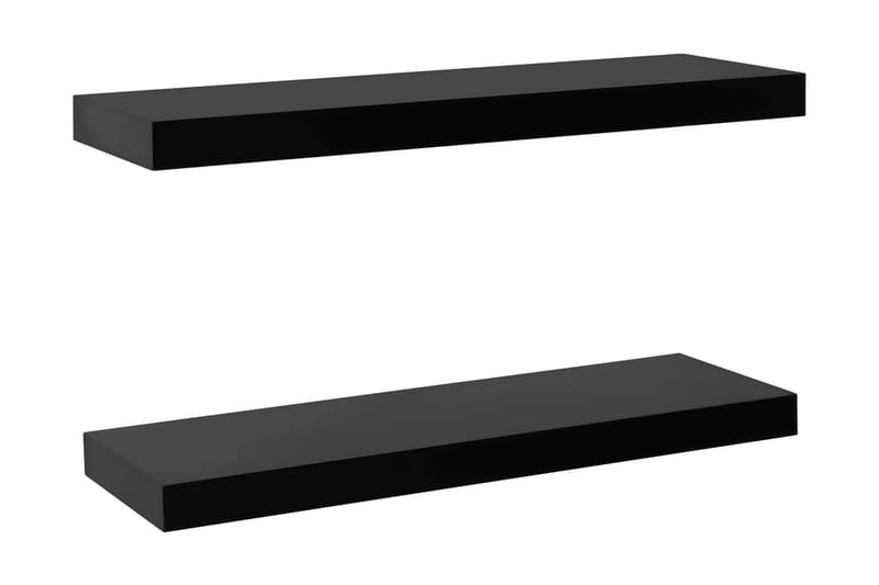 Svävande vägghyllor 2 st svart 60x20x3,8 cm - Svart - Förvaring - Hylla - Vägghylla
