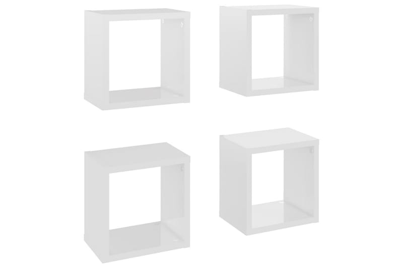 Vägghylla kubformad 4 st vit högglans 22x15x22 cm - Vit - Förvaring - Hylla - Vägghylla