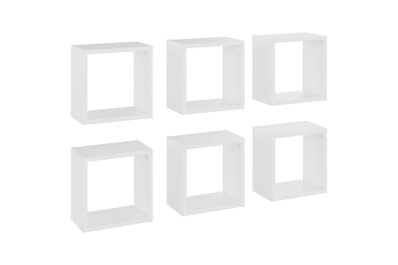 Vägghylla kubformad 6 st vit 26x15x26 cm - Vit - Förvaring - Hylla - Vägghylla