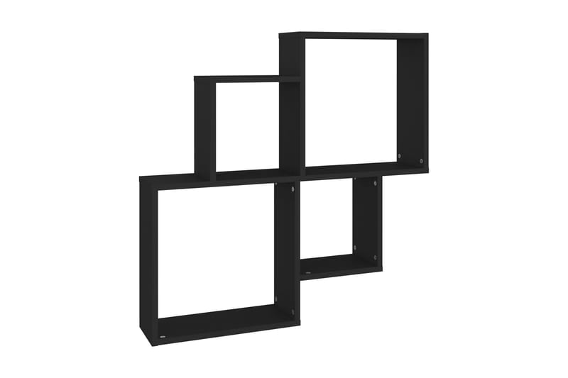Vägghylla kubformad svart 80x15x78,5 cm spånskiva - Svart - Förvaring - Hylla - Vägghylla