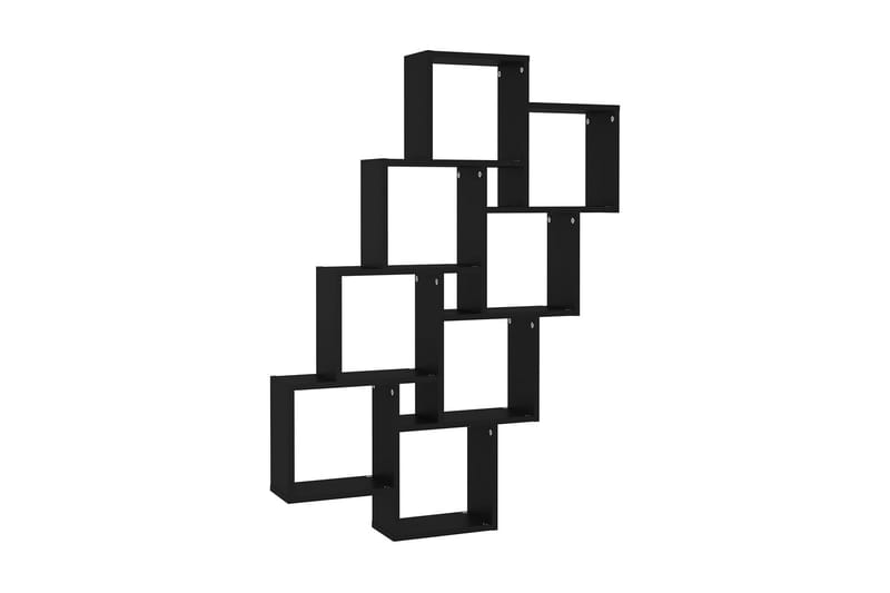 Vägghylla kubformad svart 90x15x119 cm spånskiva - Svart - Förvaring - Hylla - Vägghylla