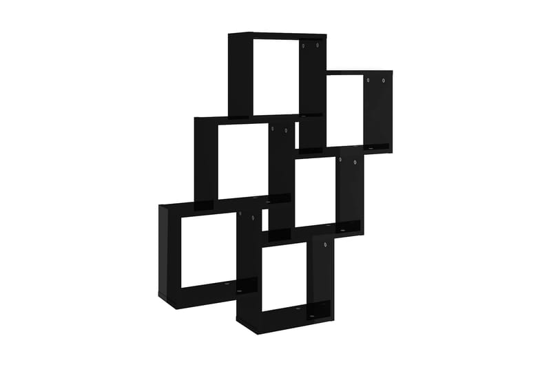 Vägghylla kubformad svart högglans 78x15x93 cm spånskiva - Svart - Förvaring - Hylla - Vägghylla