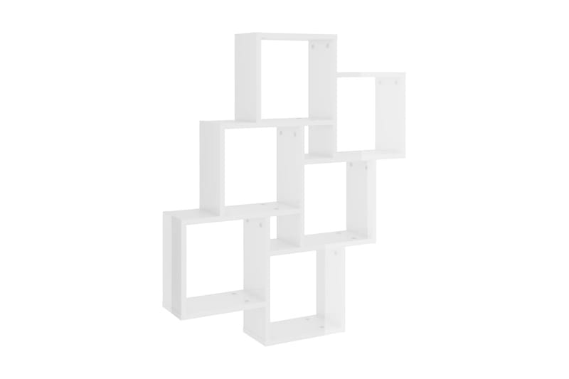 Vägghylla kubformad vit högglans 75x15x93 cm spånskiva - Vit - Förvaring - Hylla - Vägghylla