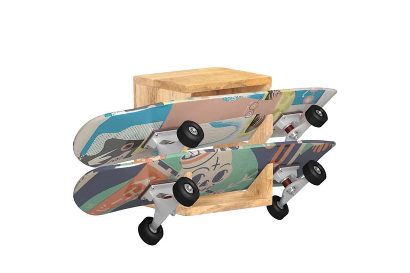 Väggmonterad skateboardhållare 25x20x30 cm massivt mangoträ - Brun - Förvaring - Hylla - Vägghylla