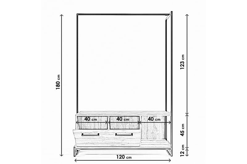 Andifli Garderob 120x180 cm - Brun - Förvaring - Klädförvaring - Garderob & garderobssystem - Fristående garderob & klädskåp
