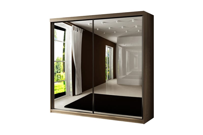 Dunkra Garderob med Speglar LED-belysning RGB 200 cm - Sonomaek - Förvaring - Klädförvaring - Garderob & garderobssystem