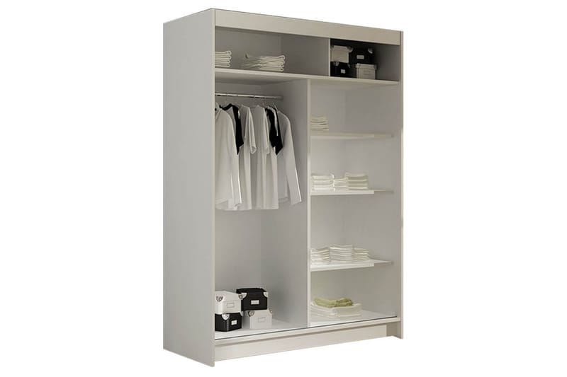 Estella Garderob Skjutdörrar Delad Spegel - Vit - Förvaring - Klädförvaring - Garderob & garderobssystem