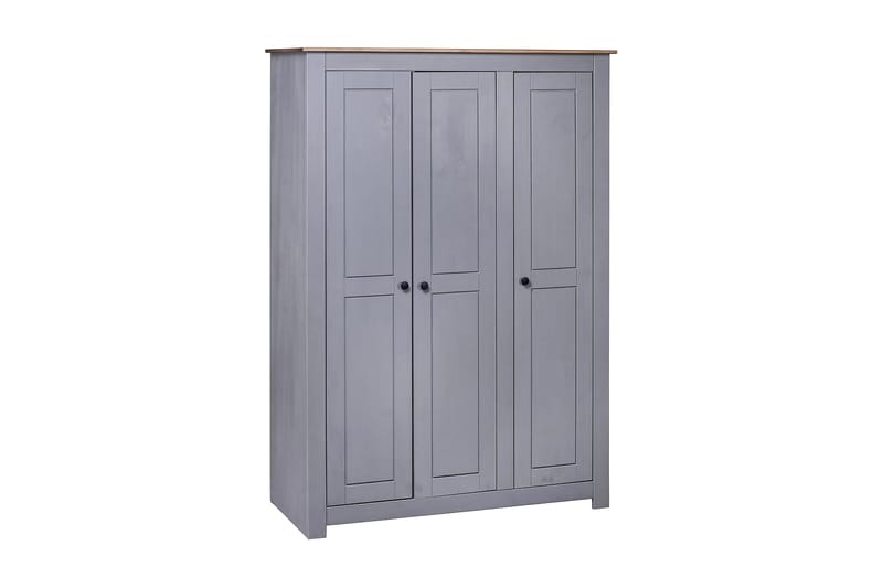 Garderob 3 dörrar grå 118x50x171,5 cm furu - Grå - Förvaring - Klädförvaring - Garderob & garderobssystem