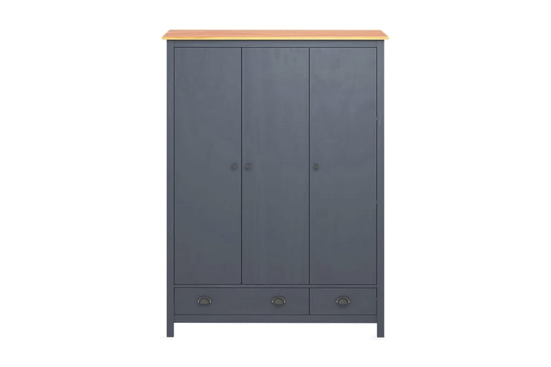Garderob 3 dörrar Hill Range grå 127x50x170 cm massiv furu - Grå - Förvaring - Klädförvaring - Garderob & garderobssystem