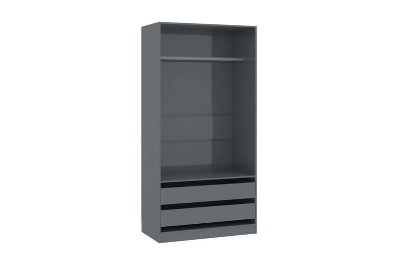 Garderob grå högglans 100x50x200 cm spånskiva - Grå - Förvaring - Klädförvaring - Garderob & garderobssystem