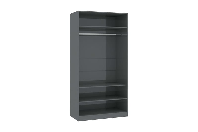 Garderob högglans grå 100x50x200 cm spånskiva - Grå - Förvaring - Klädförvaring - Garderob & garderobssystem