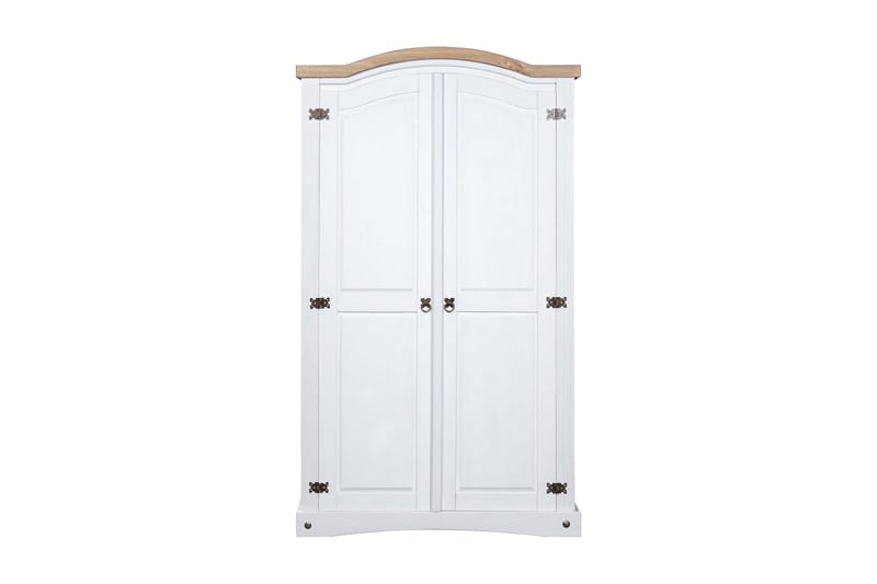 Garderob i mexikansk coronastil furu 2 dörrar vit - Vit - Förvaring - Klädförvaring - Garderob & garderobssystem
