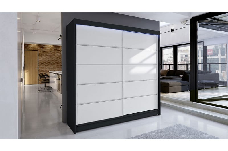 Garderob + LED - Svart|Vit - Förvaring - Klädförvaring - Garderob & garderobssystem