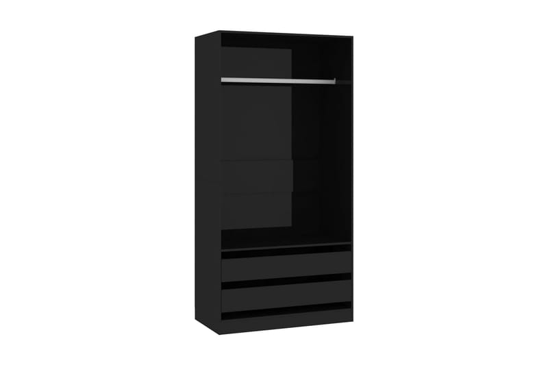 Garderob svart högglans 100x50x200 cm spånskiva - Svart - Förvaring - Klädförvaring - Garderob & garderobssystem