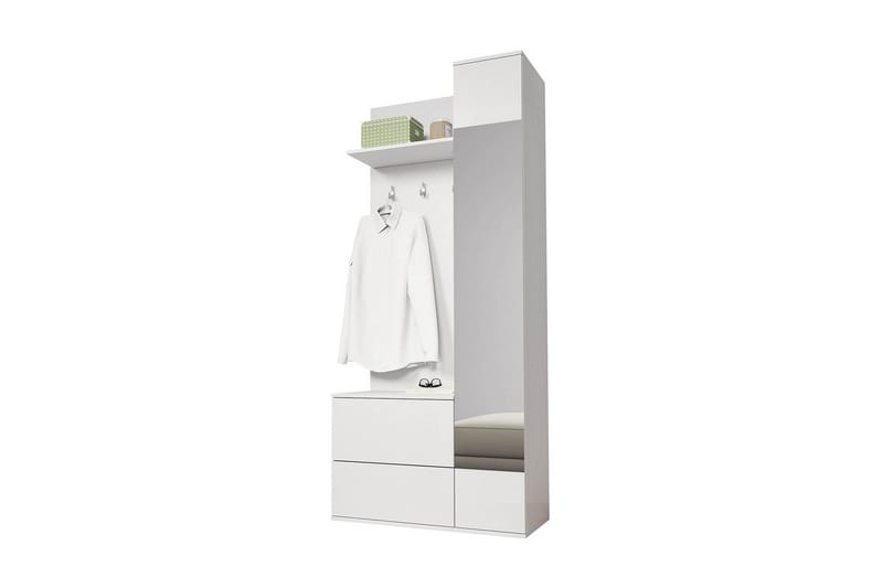 Green Garderob 90x34x195 cm - Vit - Förvaring - Klädförvaring - Garderob & garderobssystem