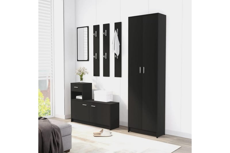 Hallgarderob svart 55x25x189 cm spånskiva - Svart - Förvaring - Klädförvaring - Garderob & garderobssystem