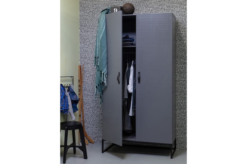 Kahe Garderob 100x195 cm - Grå/svart - Förvaring - Klädförvaring - Garderob & garderobssystem