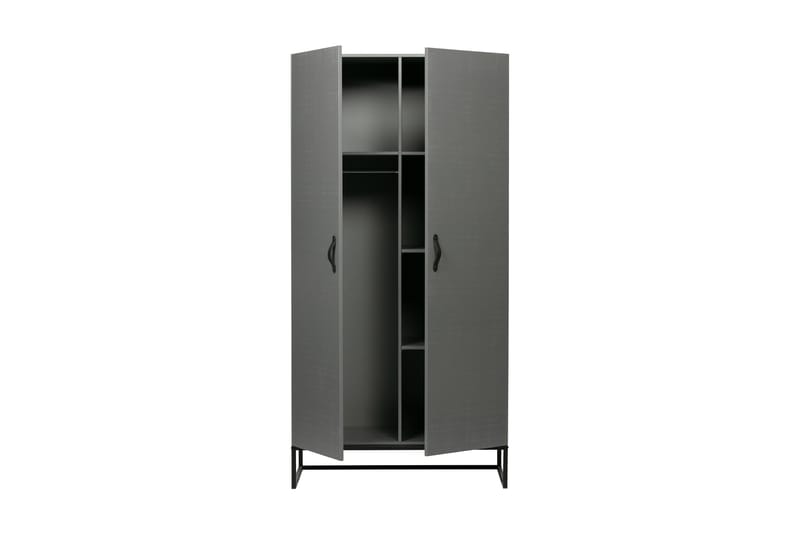 Kahe Garderob 100x195 cm - Grå/svart - Förvaring - Klädförvaring - Garderob & garderobssystem
