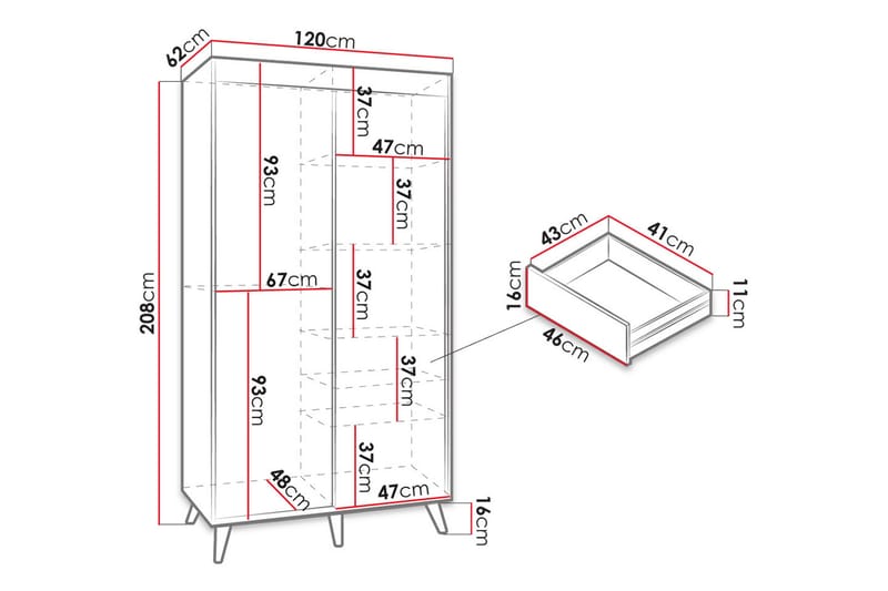 Loft Garderob 120x62x212 cm - Brun - Förvaring - Klädförvaring - Garderob & garderobssystem