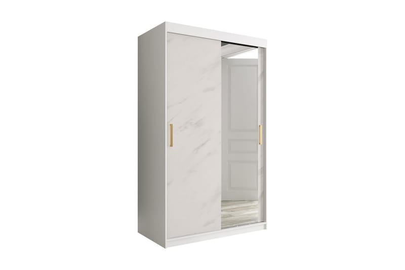 Marmuria Garderob med Spegel 120 cm Marmormönster - Vit/Guld - Förvaring - Klädförvaring - Garderob & garderobssystem