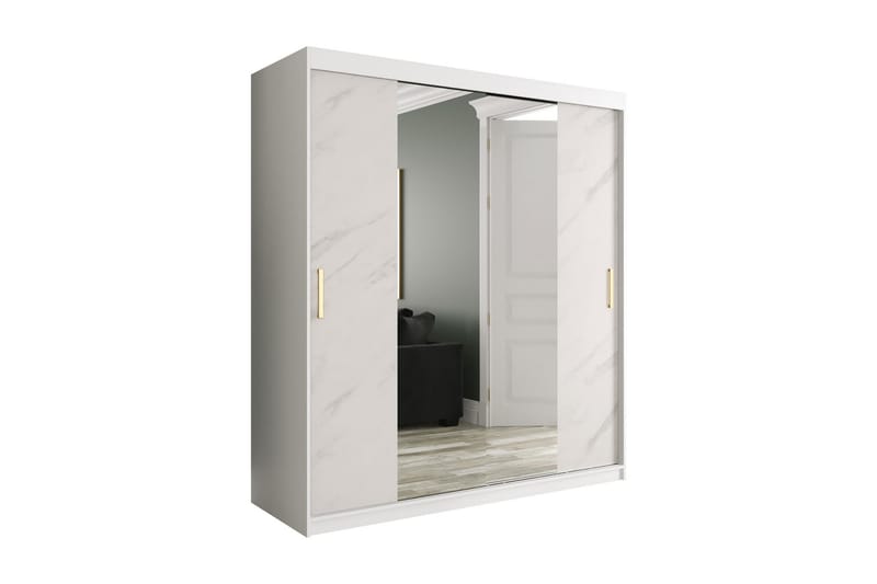 Marmuria Garderob med Speglar Kant 180 cm Marmormönster