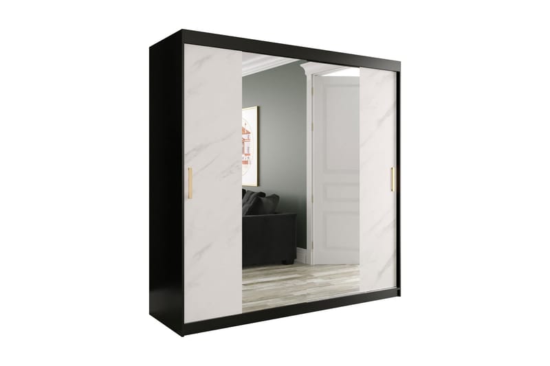 Marmuria Garderob med Speglar Kant 200 cm Marmormönster