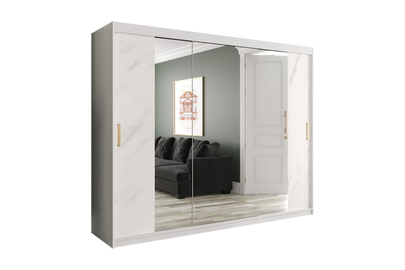 Marmuria Garderob med Speglar Kant 250 cm Marmormönster
