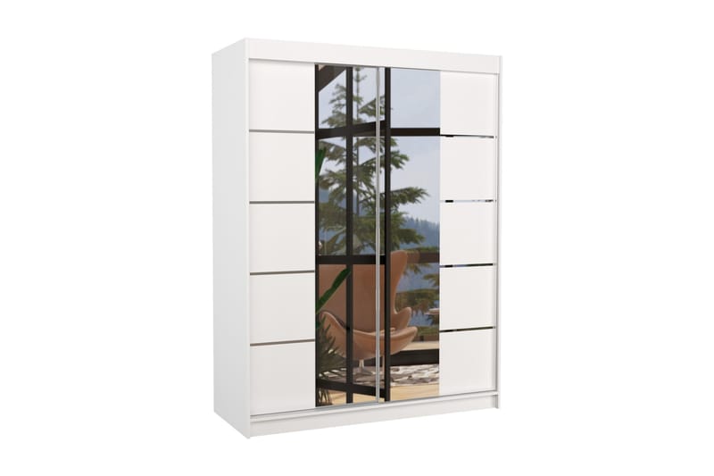 Nordia Garderob med Spegel 150x200 cm - Vit - Möbler - Bord & matgrupper - Kontorsbord - Skrivbord