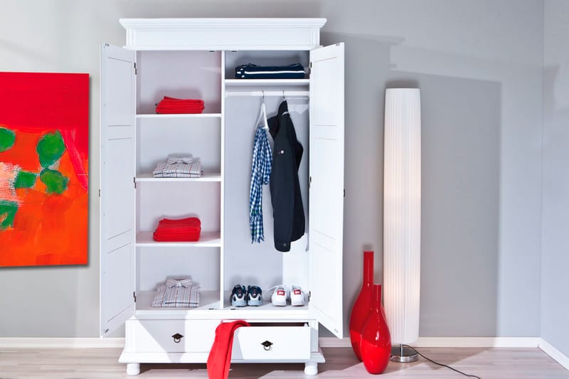 Regina Garderob 116 cm - Vit - Förvaring - Klädförvaring - Garderob & garderobssystem