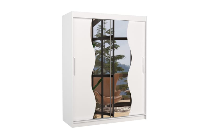 Renzon Garderob med Spegel 150x200 cm - Vit - Förvaring - Klädförvaring - Garderob & garderobssystem