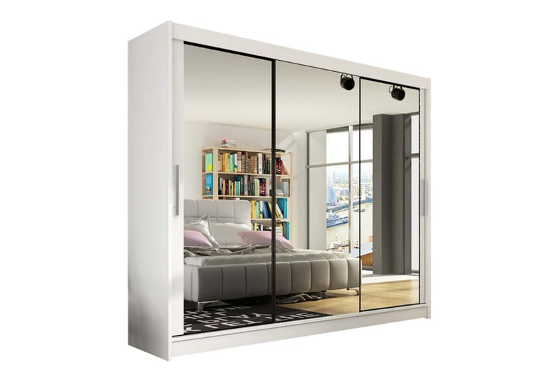 Sia Garderob 250 cm Skjutdörrar Speglar - Vit - Möbler - Möbelset - Möbelset för vardagsrum