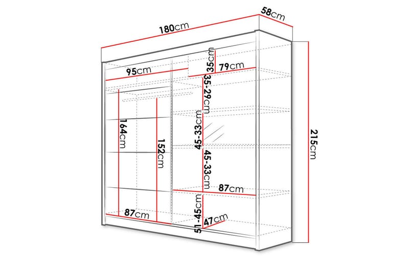 Talin Garderob 58x180 cm - Svart/Vit - Förvaring - Klädförvaring - Garderob & garderobssystem