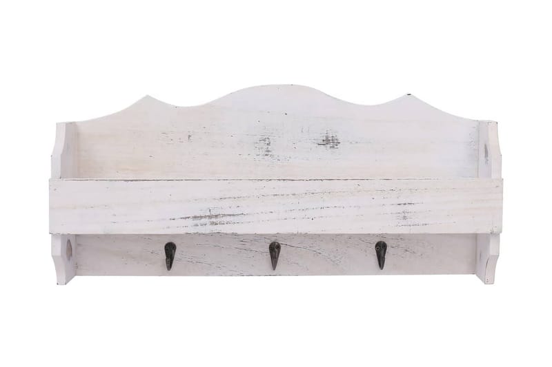 Väggkrokar med förvaring vit 50x10x23 cm trä - Vit - Förvaring - Klädförvaring - Klädhängare - Klädhängare vägg