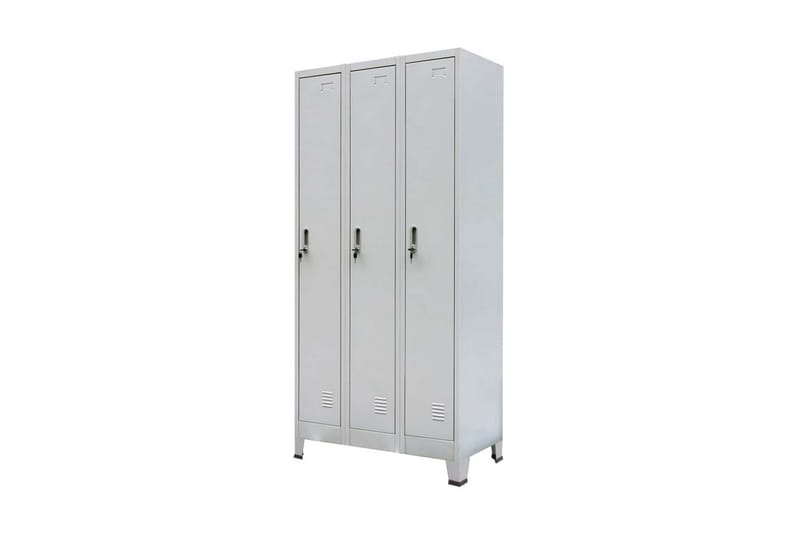 Klädskåp för omklädningsrum med 3 fack stål 90x45x180 cm grå - Grå - Förvaring - Skåp - Förvaringsskåp - Omklädningsskåp