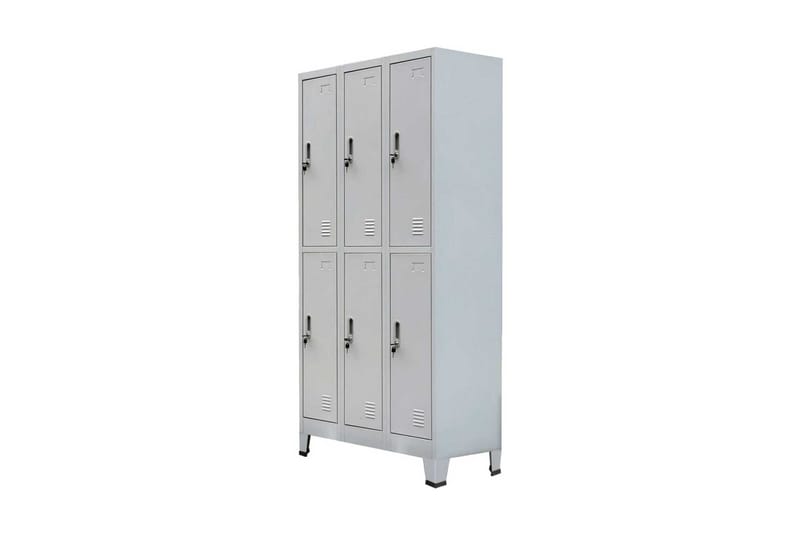 Klädskåp för omklädningsrum med 6 fack stål 90x45x180 cm grå - Grå - Förvaring - Skåp - Förvaringsskåp - Omklädningsskåp