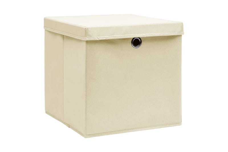 Förvaringslådor med lock 10 st 28x28x28 cm gräddvit - Kräm - Förvaring - Småförvaring - Förvaringslåda