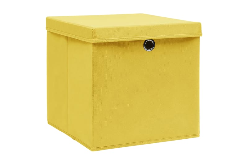 Förvaringslådor med lock 10 st gul 32x32x32 cm tyg - Gul - Förvaring - Småförvaring - Förvaringslåda