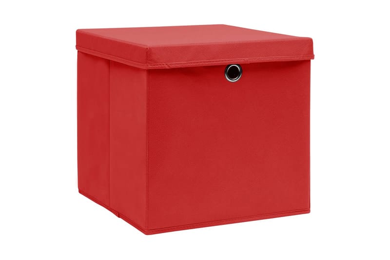 Förvaringslådor med lock 4 st 28x28x28 cm röd - Röd - Förvaring - Småförvaring - Förvaringslåda