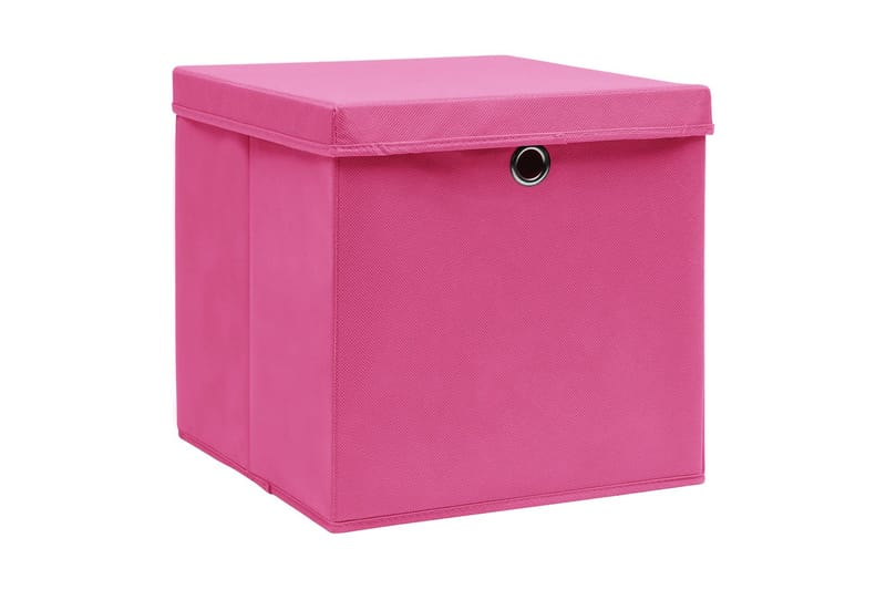 Förvaringslådor med lock 4 st 28x28x28 cm rosa - Rosa - Förvaring - Småförvaring - Förvaringslåda