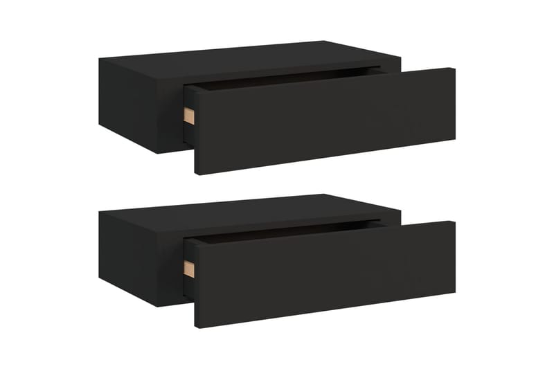 Väggmonterade lådor svart 2 st 40x23,5x10 cm MDF - Svart - Förvaring - Småförvaring - Förvaringslåda