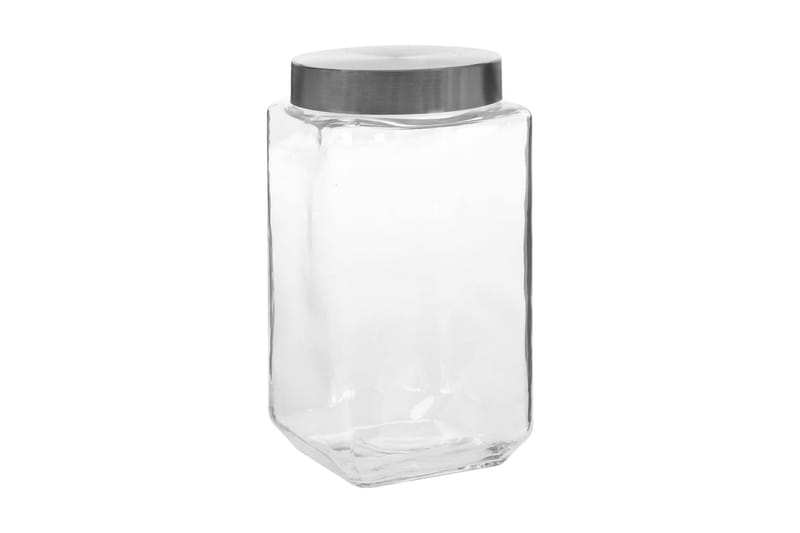 Förvaringsburkar i glas med silvriga lock 6 st 2100 ml - Transparent - Förvaring - Småförvaring