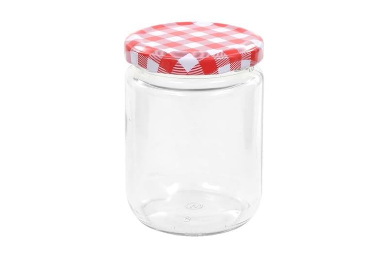 Syltburkar i glas med vita och röda lock 48 st 230 ml - Röd - Förvaring - Småförvaring