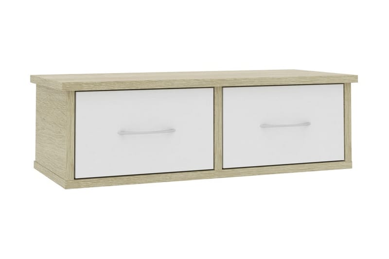 Väggmonterade lådor vit och sonoma-ek 60x26x18,5 cm spånskiv - Beige/Vit - Möbler - Bord & matgrupper - Soffbord
