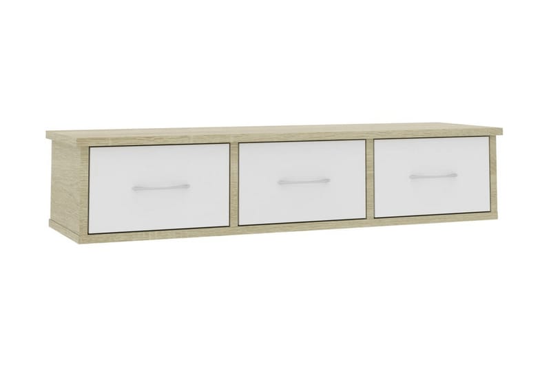 Väggmonterade lådor vit och sonoma-ek 88x26x18,5 cm spånskiv