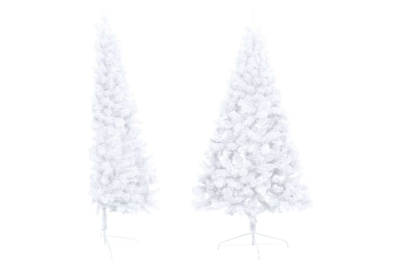 Halv plastgran med LED och julgranskulor vit 180 cm - Vit - Inredning - Julpynt & helgdekoration - Julpynt & juldekoration - Plastgran