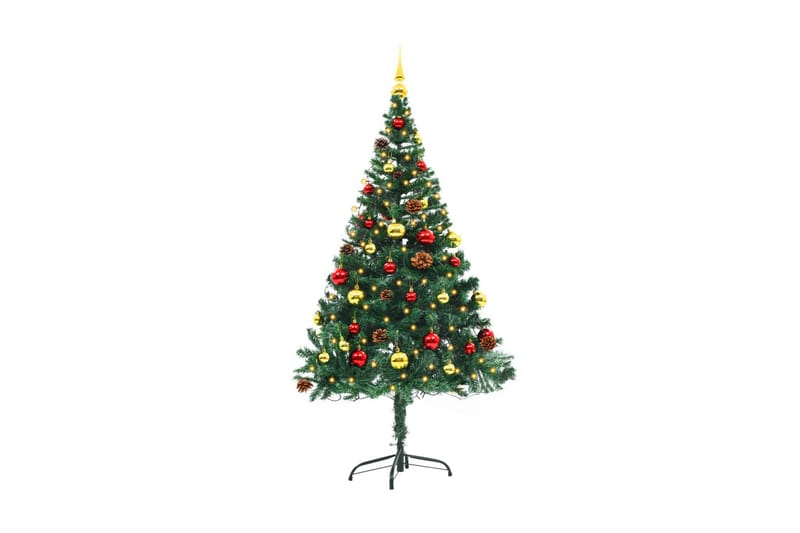Plastgran med julkulor och LED grön 150 cm - Grön - Inredning - Julpynt & helgdekoration - Julpynt & juldekoration - Plastgran