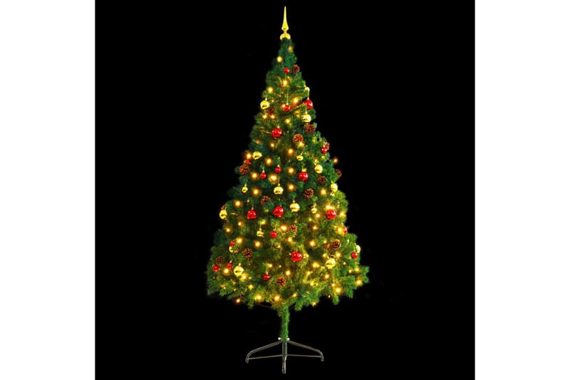 Plastgran med julkulor och LED grön 210 cm - Grön - Inredning - Julpynt & helgdekoration - Julpynt & juldekoration - Plastgran